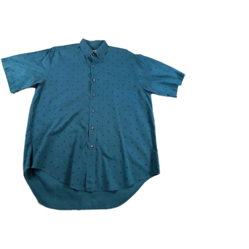 Riggins Short Sleeve Button Down Men's Shirt Medium Aqua